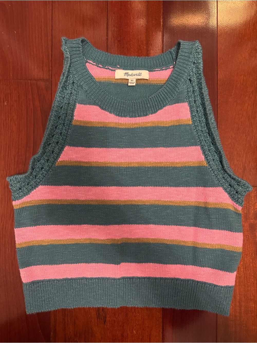 Madewell Teal, Pink & Mustard Striped Knit Tank Top